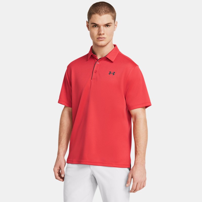 Herenpolo Under Armour Tech™ Rood Solstice / Pitch Grijs L